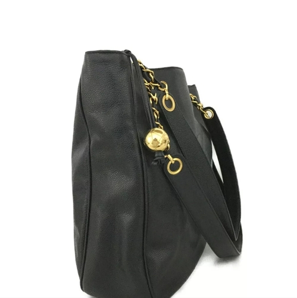 CHANEL CC Logo Caviar Skin Chain Shoulder Tote Bag - Picture 2 of 11